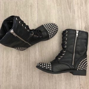 Studded Lace-Up Boots